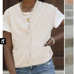 Bohme sleeveless sweater vest ivory apricot color NWT XL